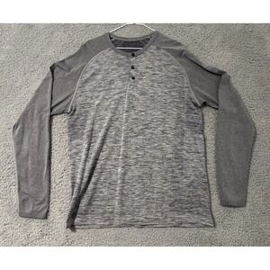 Lululemon Metal Vent Tech Henley‎ Shirt Mens Gray Long Sleeve Athletic Button